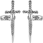 HZMAN Ear Cuff Earrings for Women Vintage Gothic Sword Earrings Stainless Steel Ear Cuff for Non Pierced Ears Clip on Cartilage Earring