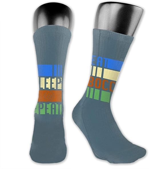 Eat Sleep Bocce Repeat Socks Men's Women's Athletic Soccer Dress Socks