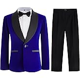 Boys Tuxedo Suit 3 Pieces Kids Formal Slim Fit Velvet Suits Set for Wedding Prom Party