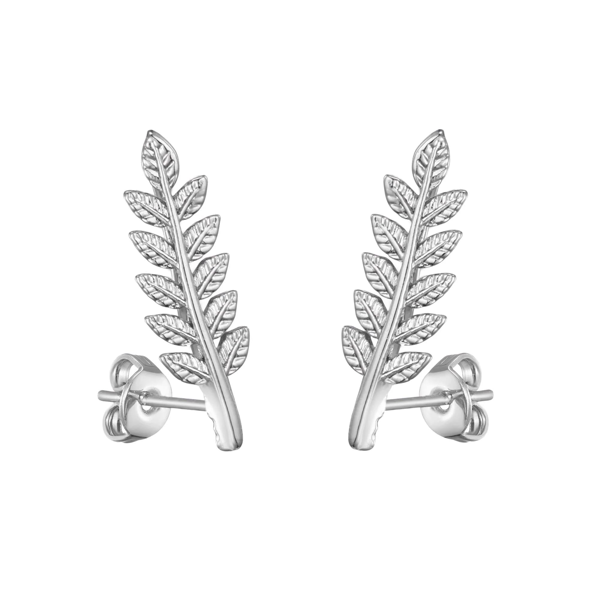 Philip Jones Silver Plated Leaf Earrings