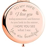 Polzwgck Valentines Day Mirror Gifts for Her Wife, Gift for Wife from Husband to My Wife Compact Mirror, Romantic Gifts for Wife Birthday, Wedding Anniversary, Valentine's Day, Mother's Day