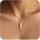 Jean Beau Beach Fish Drop Necklace for Women, Dainty 18K Gold Plated Charm Necklaces Party Fashion Jewelry Gift