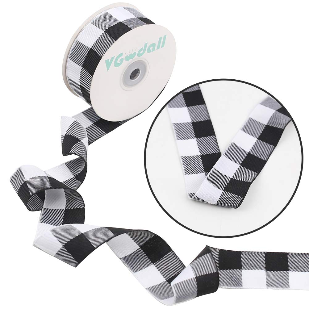 Buffalo Ribbon Decoration-25 Yards ×1.5 Inch White and Black Gingham Ribbon, Decorate Your House,Staircase and DIY Any Kind of Style You Like