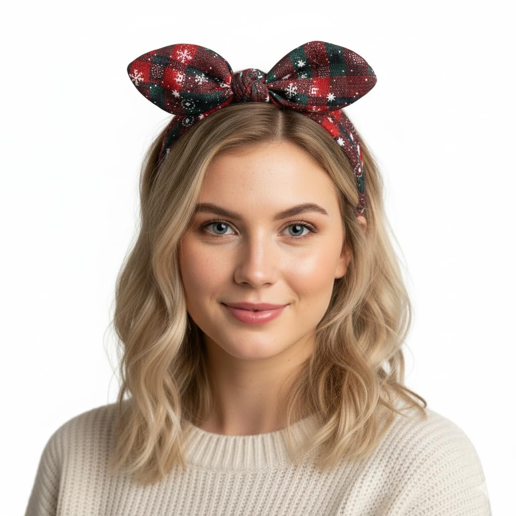 Christmas Headband Bow - Soft Stretchy Elastic Alice Hair Band, Festive Xmas Head Wrap Form Women Girls, Comfortable Holiday Hair Accessory For Party Celebrations Type 5