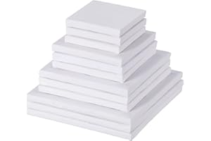 Hestya Assorted Mini Stretched Canvas - 12 Pcs, Small Square Paint Canvas for Christmas Craft (3/4/5/6 Inches)