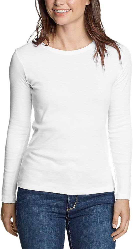 Eddie Bauer Women's Favorite Long-Sleeve Crewneck T-Shirt at  Women’s Clothing store