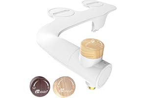 Bio Bidet Essential Bidet Attachment for Toilet, Non Electric, Dual Nozzles for Front and Rear Cold Water Wash, Adjustable Water Pressure, Wooden Knob, White