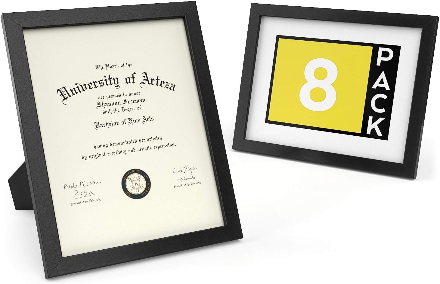 ARTEZA Black A4 Photo Frames 11x8.5”, Pack of 8 frames, Wood Finish