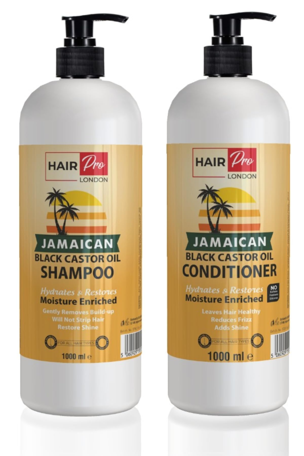 HAIRPRO LONDON JAMAICAN BLACK CASTOR OIL SHAMPOO 1000ML & CONDITIONER 1000ML COMBO PACK