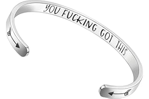 TONY & SANDY Inspirational Bracelets for Women Teen Girls Personalized Gifts for Daughter Granddaughter Mom Sister Friends Stainless Steel Engraved Cuff Birthday Christmas Stocking Stuffers