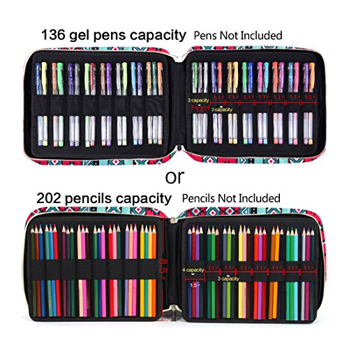202 Colored Pencils Pencil Case / 136 color gel pens Pen Bag / Marker