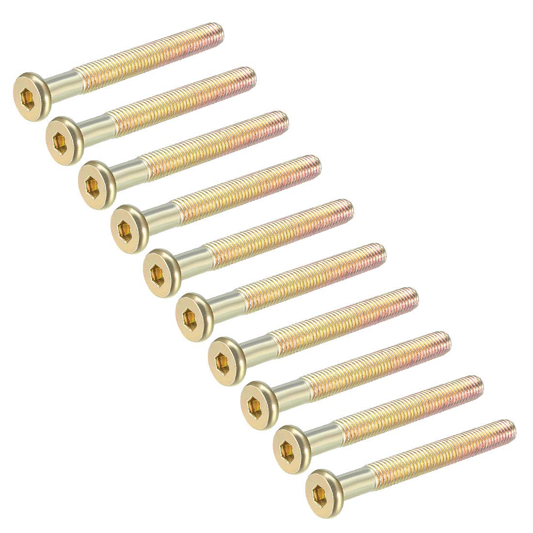 sourcing map M8x70mm Furniture Screw Hex Socket Machine Screws Zinc Plated Fasteners Bolts Half Thread Carbon Steel 15Pcs