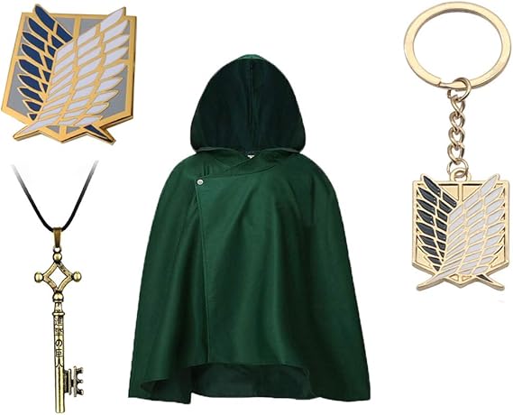 Amazon 進撃の巨人 コスプレ 進撃の巨人 グッズ 調査兵団 仮装 自由の翼マント ネックレス キーチェーン マントの飾り付け 4点セット リヴァイ エルヴィン スミス 男女兼用 クリスマス コミック フェア ハロウィン Style1 S コスプレ 仮装 通販