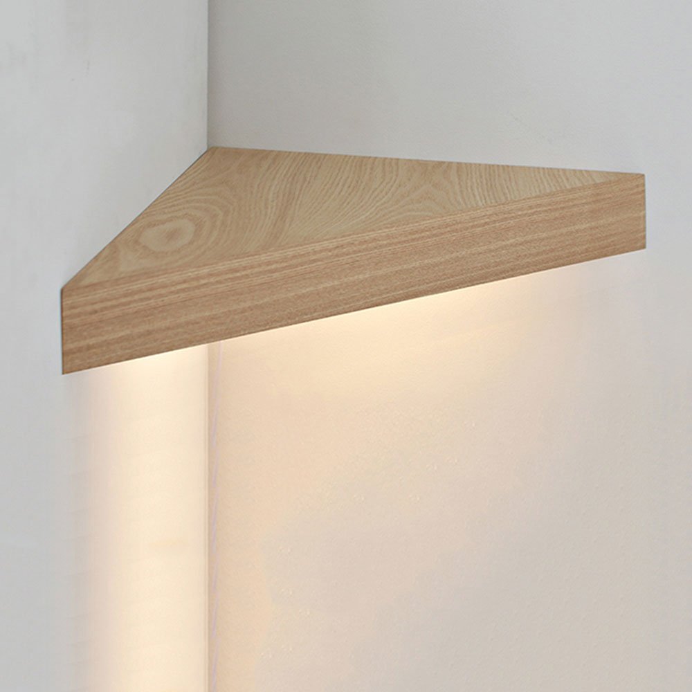 Modern LED Triangle Wood Wall Light Lamp with Push Button Switch Shelf