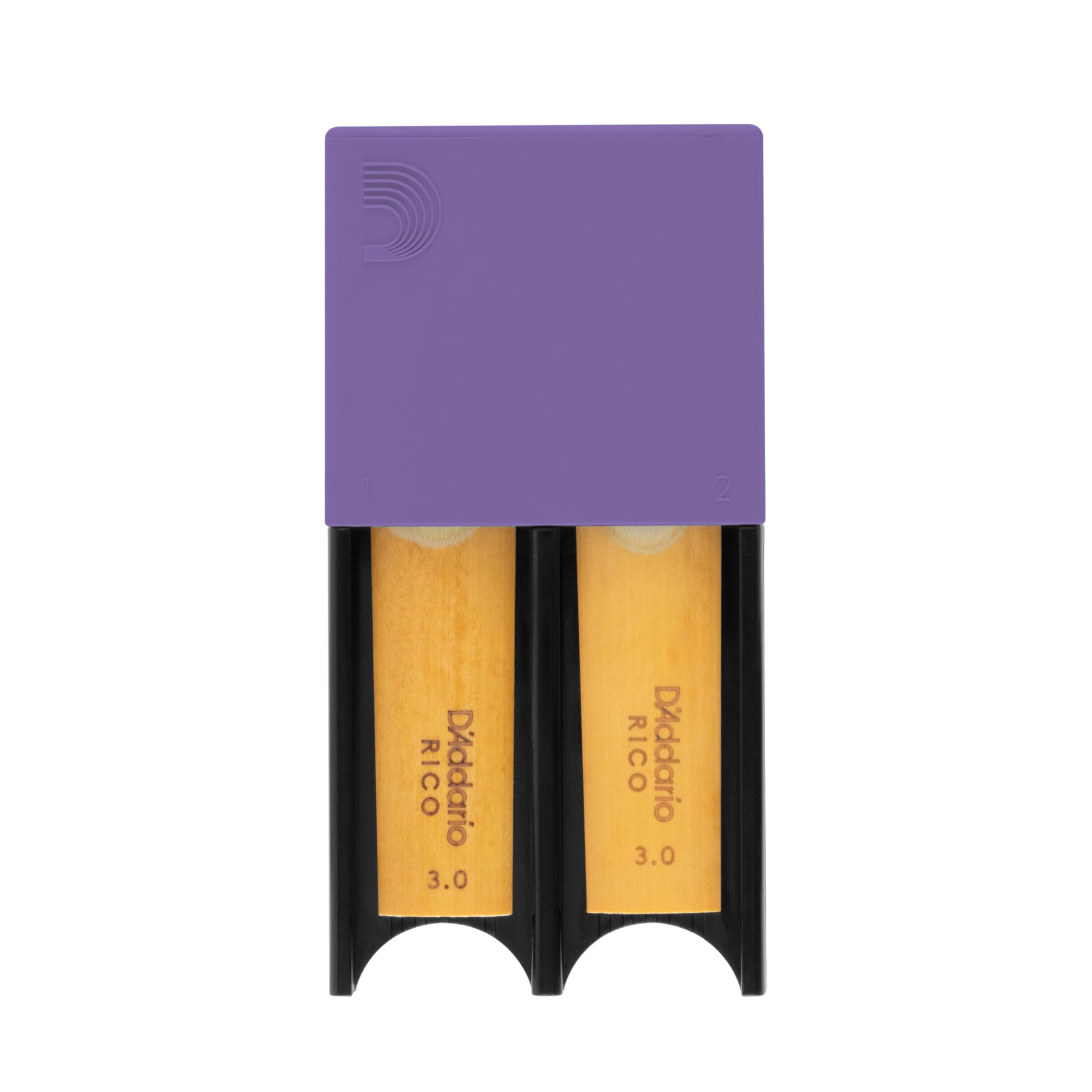 D'Addario Reed Guard - Sax and Clarinet Reed Case - Fits Reeds for Bass Clarinet, Contrabass Clarinet, Tenor Saxophone, and Baritone Saxophone - Holds 4 Reeds - Prevents Warping - Purple