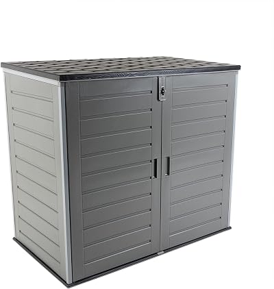 CHARLES BENTLEY 1170L Outdoor Storage Cabinet Grey Black Lid 140x124.5x82cm