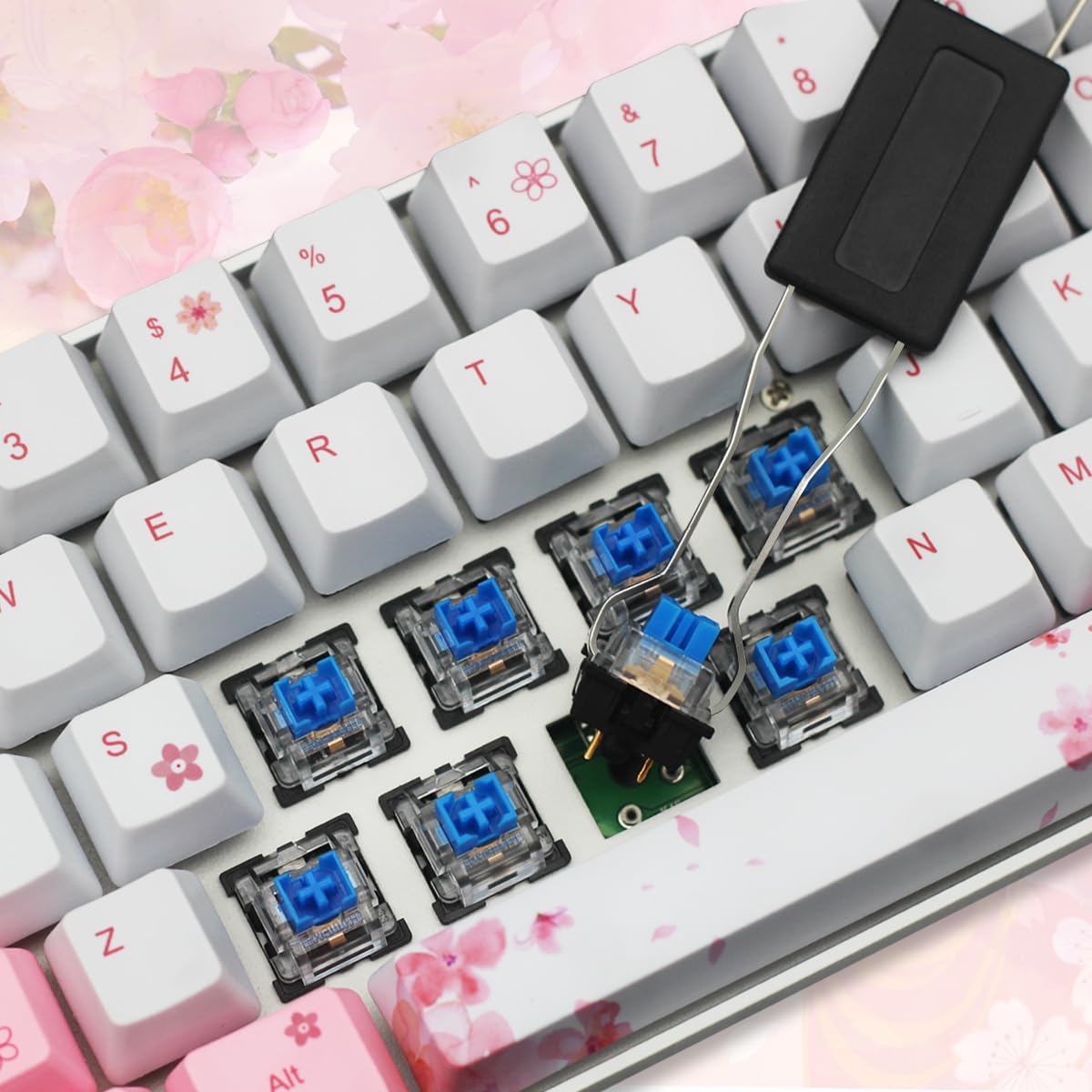 Manbala ZMX Cherry Blossom 61 Mechanical Keyboard,60%Compact Mechanical 61Keys 5.0Bluetooth/Type-C Wired Dual-Mode RGB Backlit Five-Sided Sublimation PBT Keycap Gaming Keyboard (Red Switch, Pink)