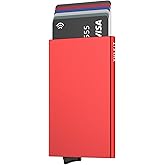 VULKIT Pop Up Wallet, Slim Minimalist Credit Card Holder For Men and Women RFID Blocking Mini Metal Case Red