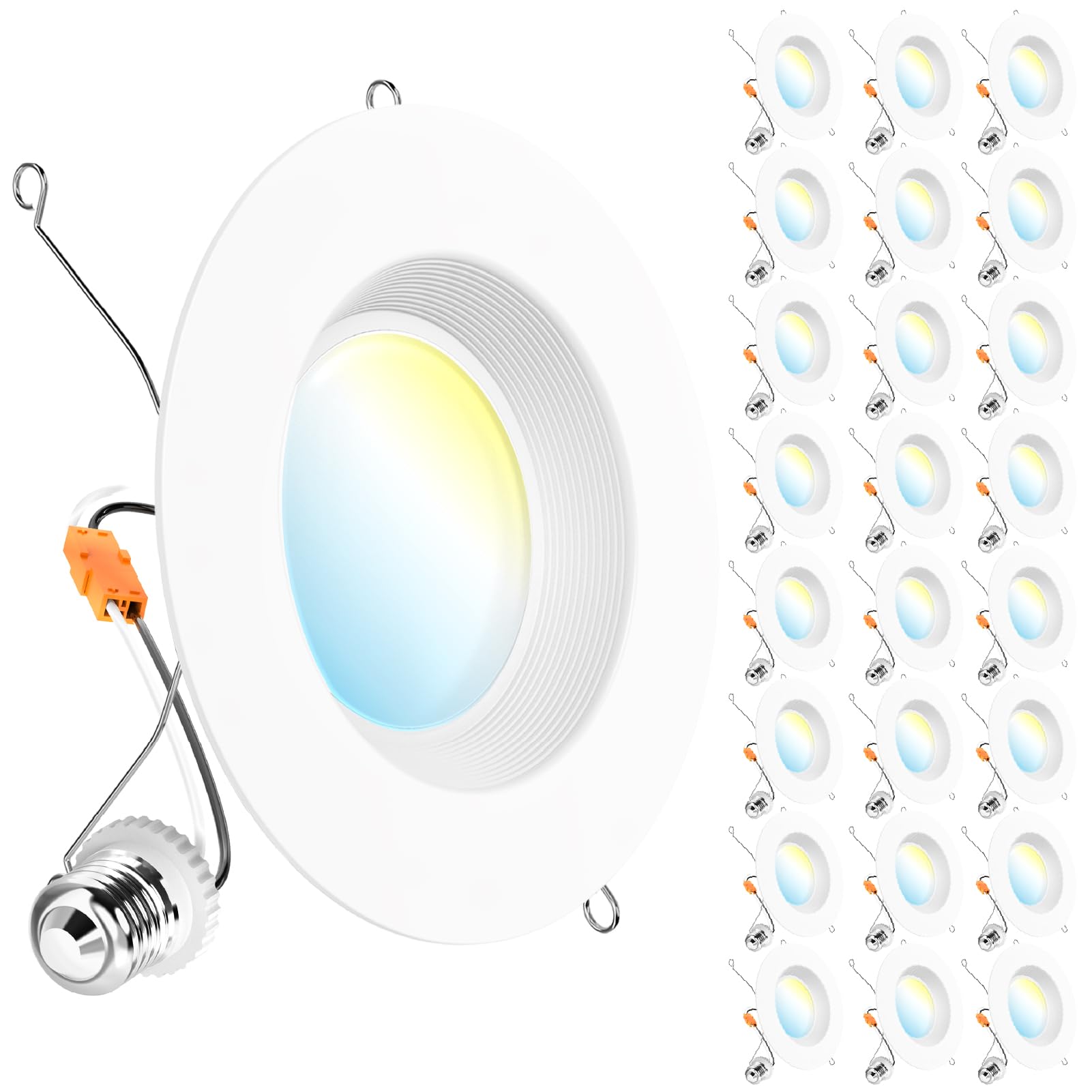 Photo 1 of Sunco 24 Pack 5CCT Retrofit LED Recessed Lighting 6 Inch, 2700K/3000K/3500K/4000K/5000K Selectable, Dimmable Can Lights, Baffle Trim, 13W=75W, 1050 LM, Damp Rated, UL-Certified