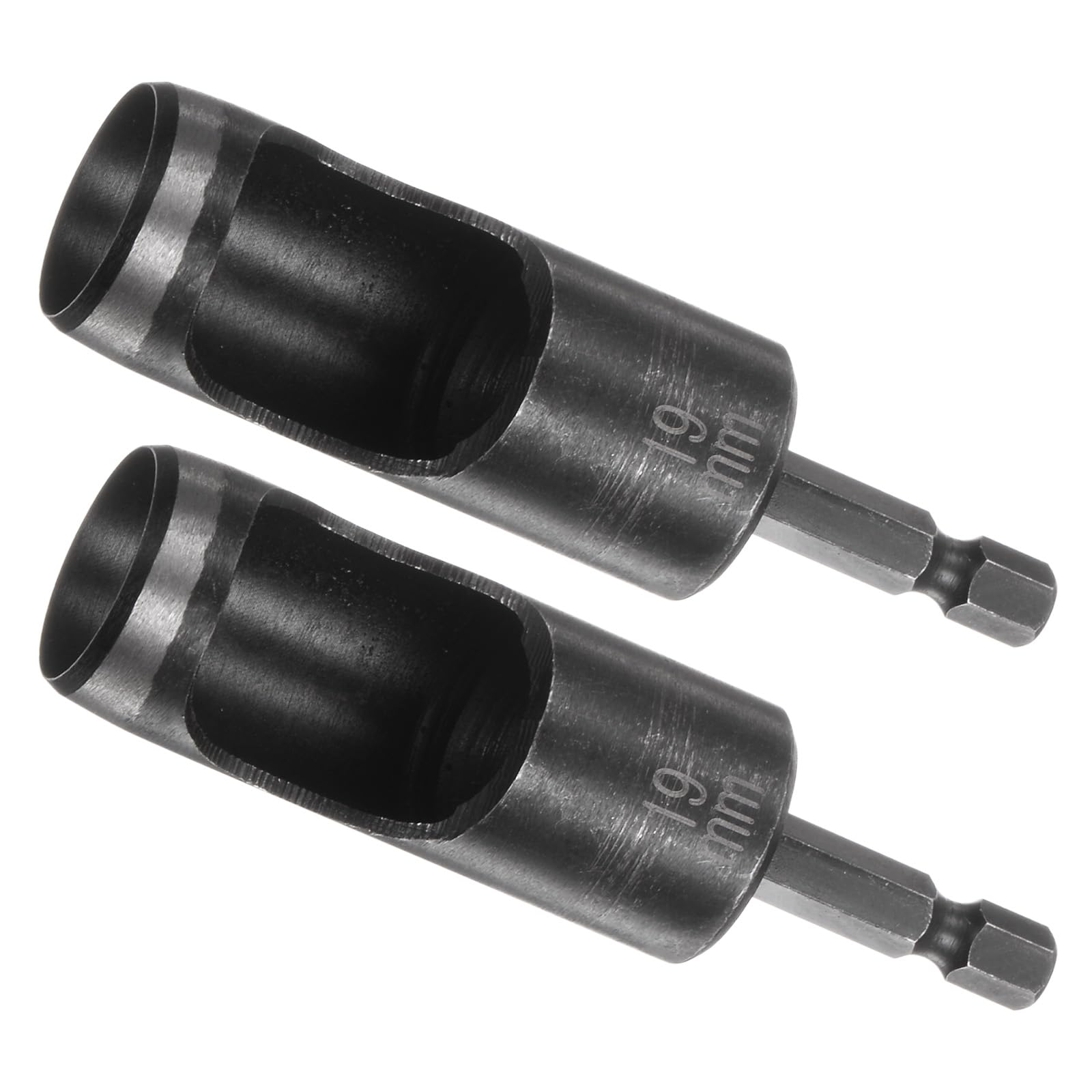 Kozelo 2pcs Leather Hole Punch Tool - [19mm x 1/4" Shank] Extension Hex Shank Drill Bit High-Carbon Steel Rotary Hollow Puncher for Fabric Leathercraft Belts Use, 125mm Length