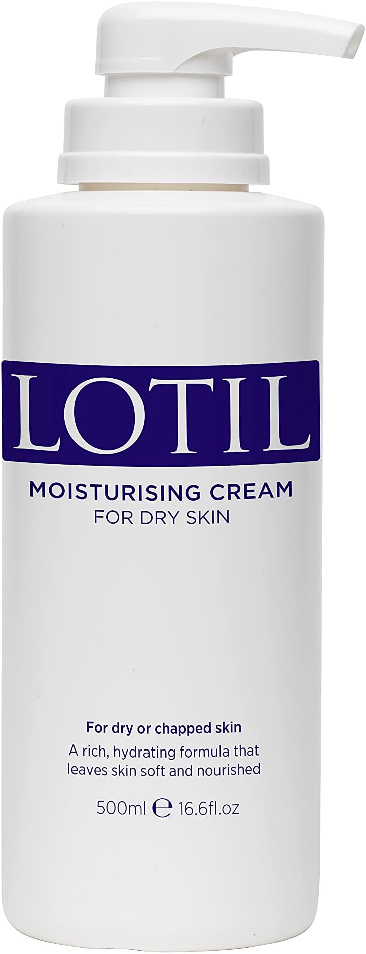 Lotil Moisturising Cream Pump Dispenser 500ml Dry Skin Rich Formula