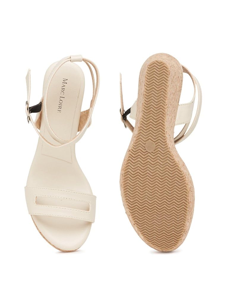 marcloire women/girls stylish cream heels/wedges fashion sandal faux leather