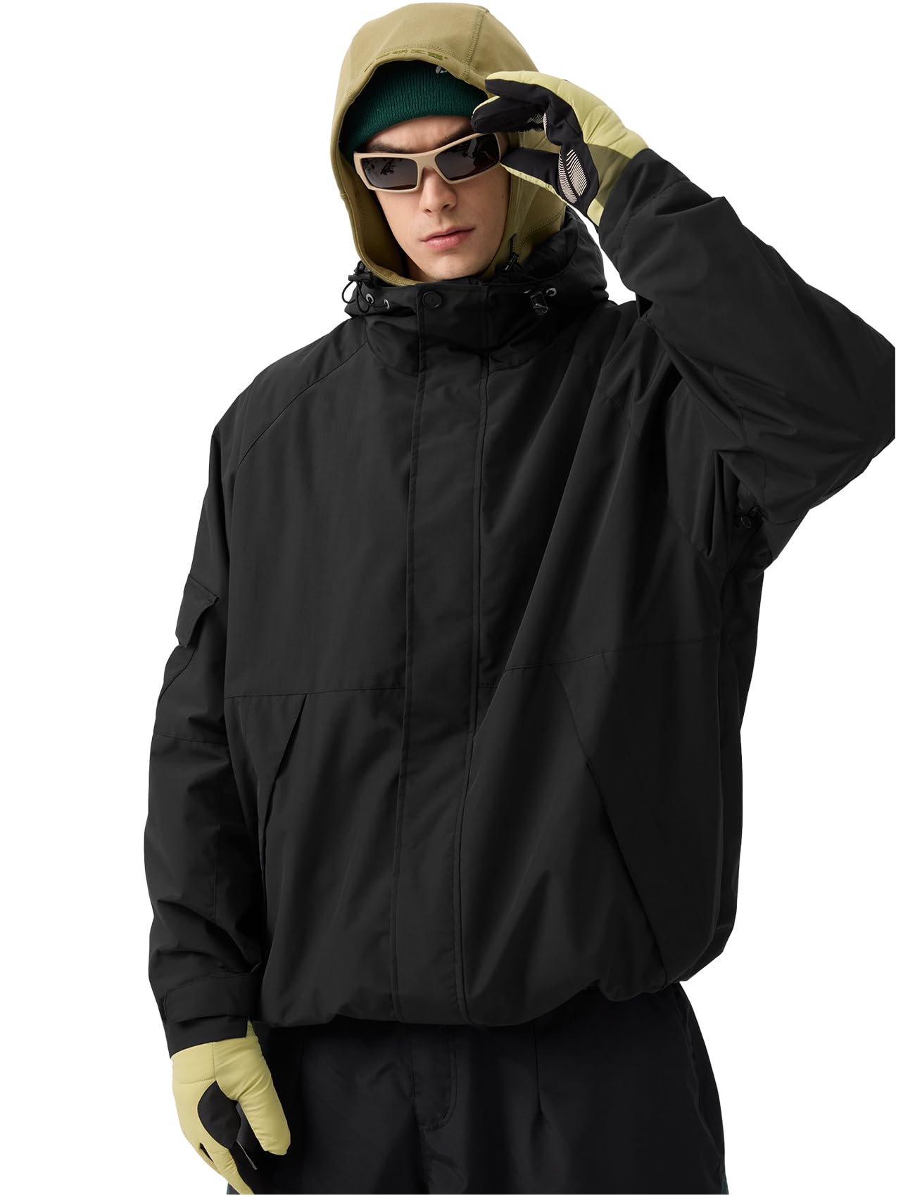 Photo 1 of GSOU SNOW Mens Womens Ski Jacket Baggy Snowboard Coat Waterproof Shell Jacket Snow Hoodie Loose Fit For Winter Outdoor Sports