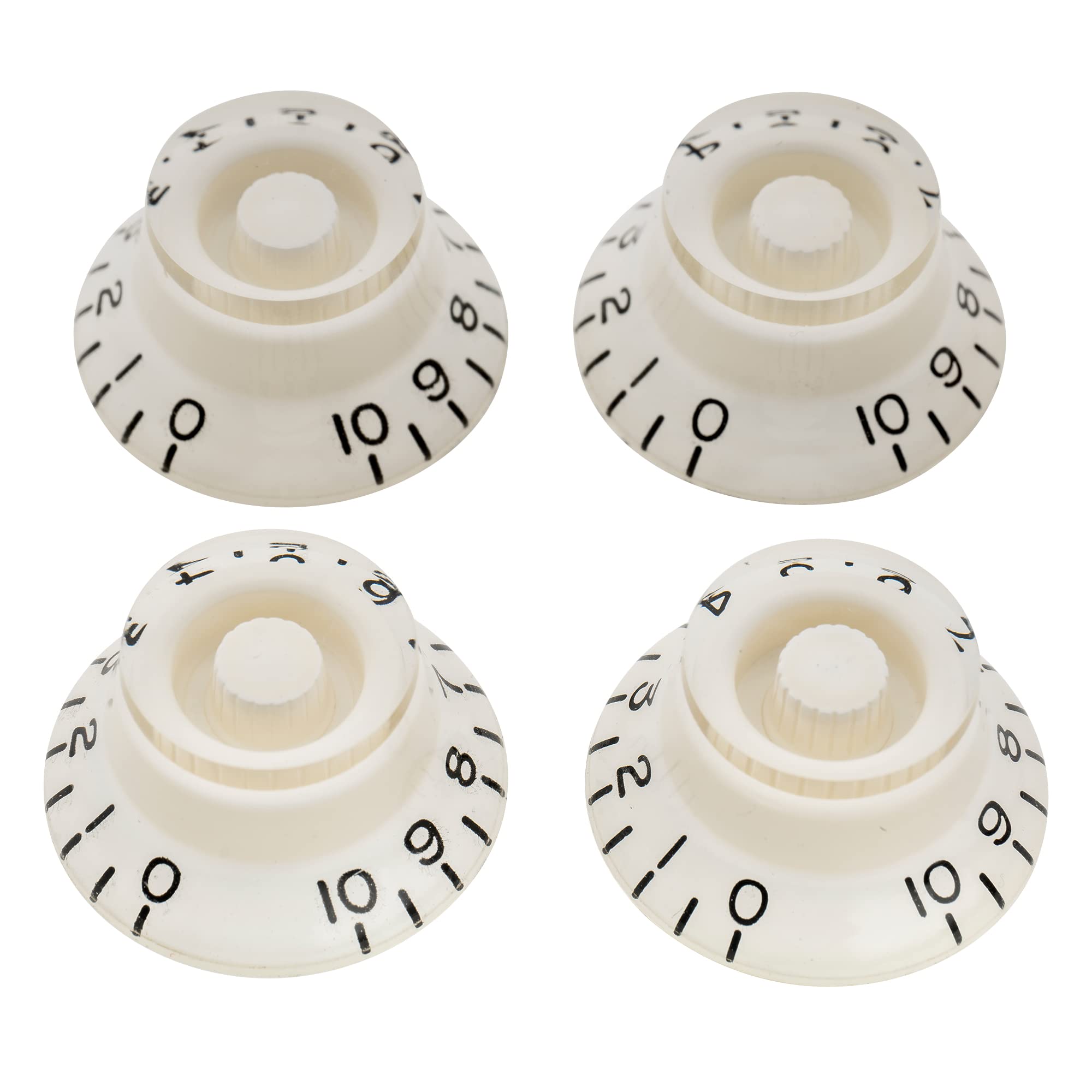 Musiclily Pro Left Handed Metric Size 18 Splines Guitar Bell Top Hat Knobs for Epiphone Les Paul SG Style, White (Set of 4)