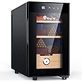 KingChii 23L Electric Cigar Humidors Temperature Control System, Cooling & Heating Humidor Cabinet with Spanish Cedar Wood Shelves & Hygrometer, Father's Day Gifts for Men (3 Layers 150 Capacity)