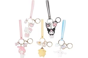 Moonjam Keychain for Girls Anime Keychains Hello Kitty, My Melody, Kuromi, Cinnamoroll, Pompompurin Kawaii Keychain 1/3/5Pcs