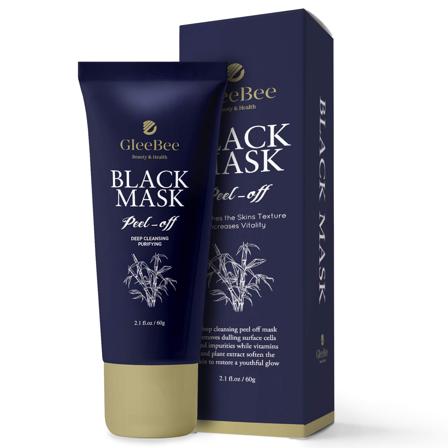GleeBee Blackhead Remover Mask, Deep Cleansing Black Mask, Peel Off Blackhead Mask -Bamboo Activated Charcoal Peel-Off Mask