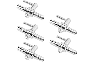Acouto 5Pcs Stainless Steel Air Valve Distributor for Aquarium Oxygen Pump Control, Single Head, Fish Tank Air Regulator