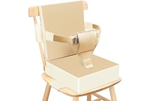 Czrrzl Toddler Booster Seat for Dining Table Kitchen Chair, PU Waterproof Booster Seat Dining Table with Backrest and Adjustable Straps Non-Slip Portable Travel Booster Seat Eating for Kids (KH)