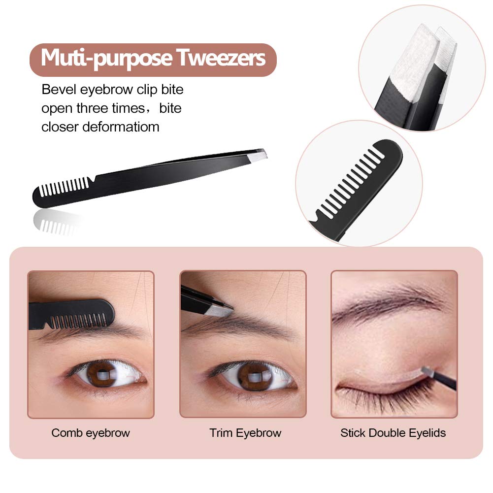 Eyebrow Kit 6 in 1 Eyebrow Scissors Eyebrow Razor Eyebrow Tweezers Eyebrow Trimmer Eyebrow Shaver Eyebrow Grooming Comb Eyebrow for Women Stainless Steel Eyebrow Tool: Beauty