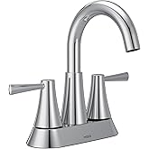 Moen Ronan Chrome Two-Handle 4 in. Centerset Modern Bathroom Faucet with Push-Down Drain, 84022