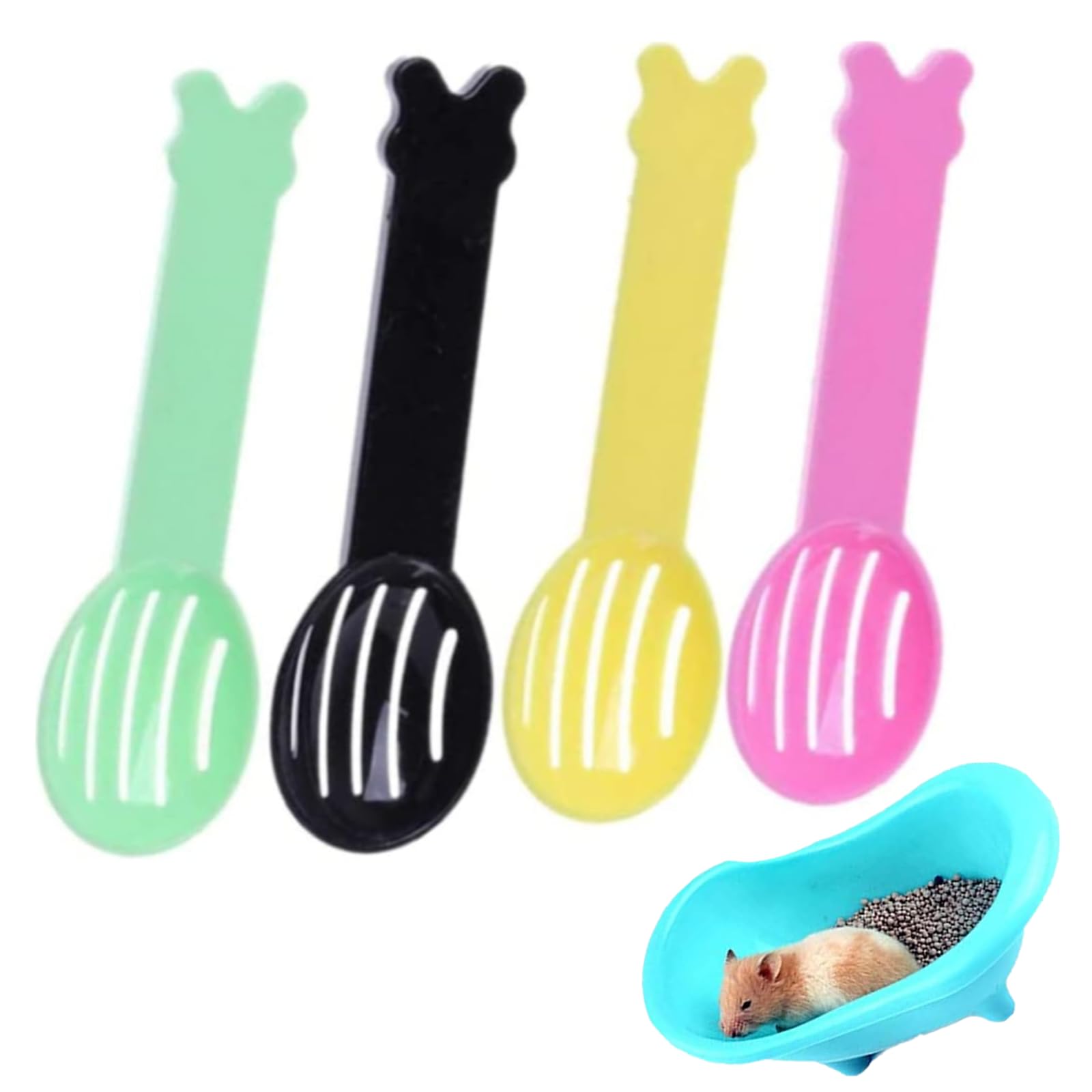 Moonoubeans Hamster Litter Shovel, 4 Pack Litter Scoop Plastic Pet Shovel Scoop Pet Litter Scoops Pet Cleanning Tool for Pet Toilet Cleaning, Random Color
