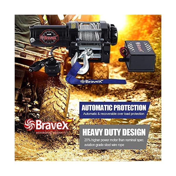 Bravex Electric 12V 3500lb/1591kg Single Line winch for UTV ATV Boat