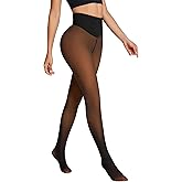 oufali One-Seam Fleece Lined Tights for Women Fake Sheer Thermal Leggings with Tummy Control & Butt Lifting Design