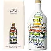 Antico Frantoio Muraglia Intense Fruity Extra Virgin Olive Oil from Apulia | Premium Polyphenol Rich EVOO | Early Harvest First Cold Pressed | Octopus Collectible Handmade Ceramic Bottle with Beautiful Gift Box | 16.9 Fl.oz (500 ml) | Imported from Italy