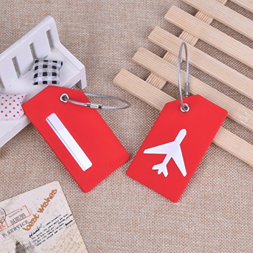 2Pack Silicone Luggage Tag With Name ID Card Perfect to Quickly Spot Luggage Suitcase By CPACC Red Color - Thumbnail 4