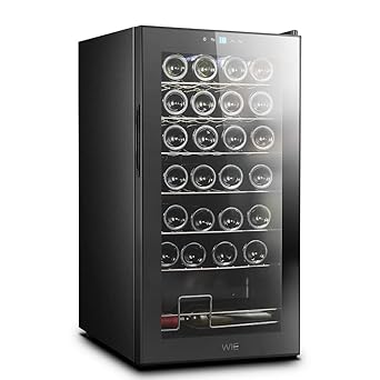 WIE Vinoteca de 28 botellas con Capidad 82L, 6 Estanterías, Mini ...