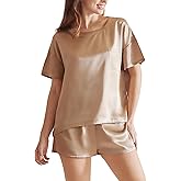 THXSILK 100% Mulberry Silk Women's Pajamas Set, Women's Lingerie Sleep Lounge, 2 Piece Womens Pajama Shorts Silk Pjs