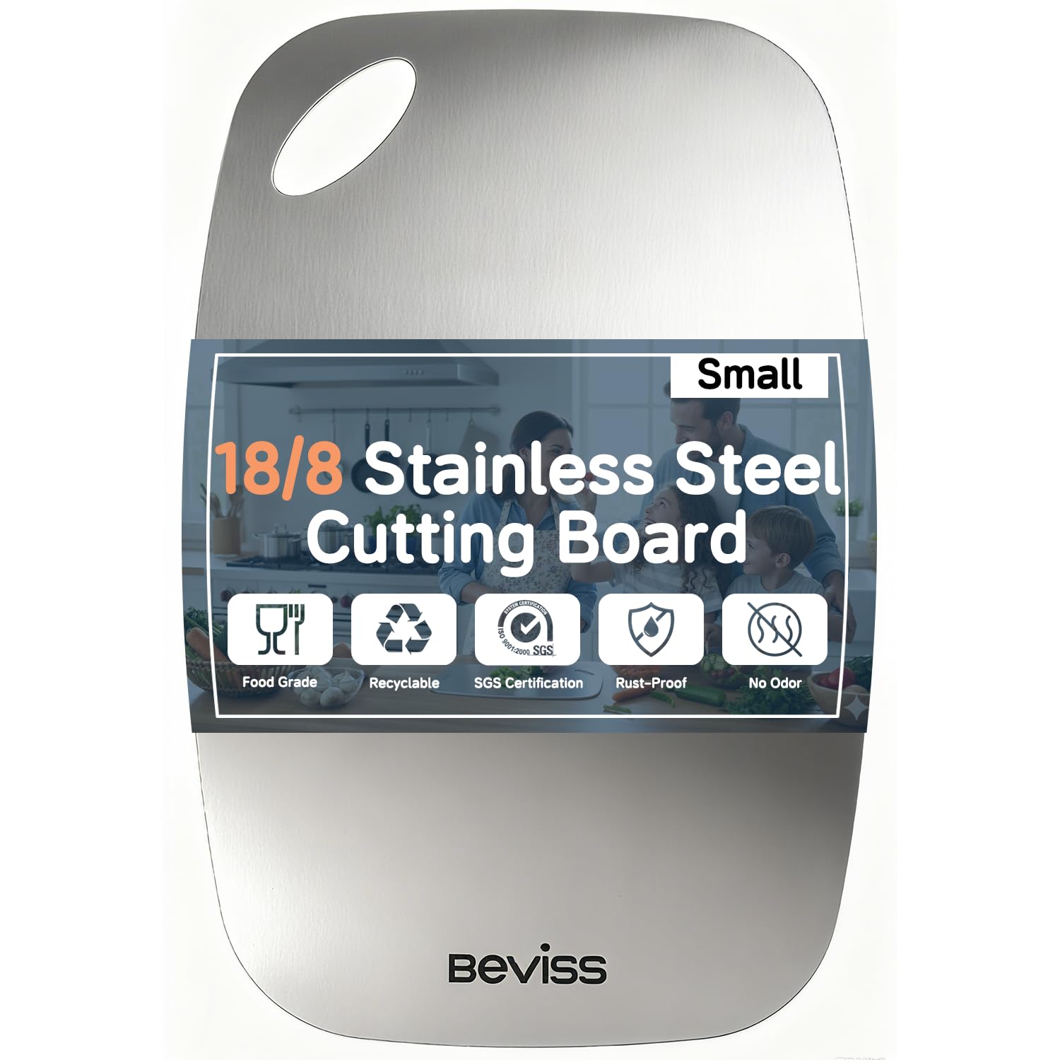 Photo 1 of ***DIRTY*** Beviss Cutting Board Non-Toxic, 18/8 Stainless Steel Cutting Board Double Sided, 11.45" x 8.15" Chopping Board for Kitchen, Dishwasher Safe Chopping Board for Meat, Vegetables or Fruit