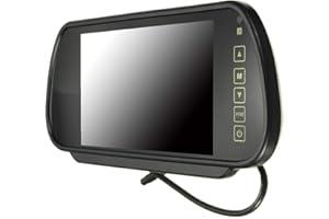 PONPY 7" TFT Color LCD Screen 2 Video Input Car Rear View Mirror Monitor Vehicle Parking in-Mirror Monitor for DVD/VCR/Car Reverse Camera