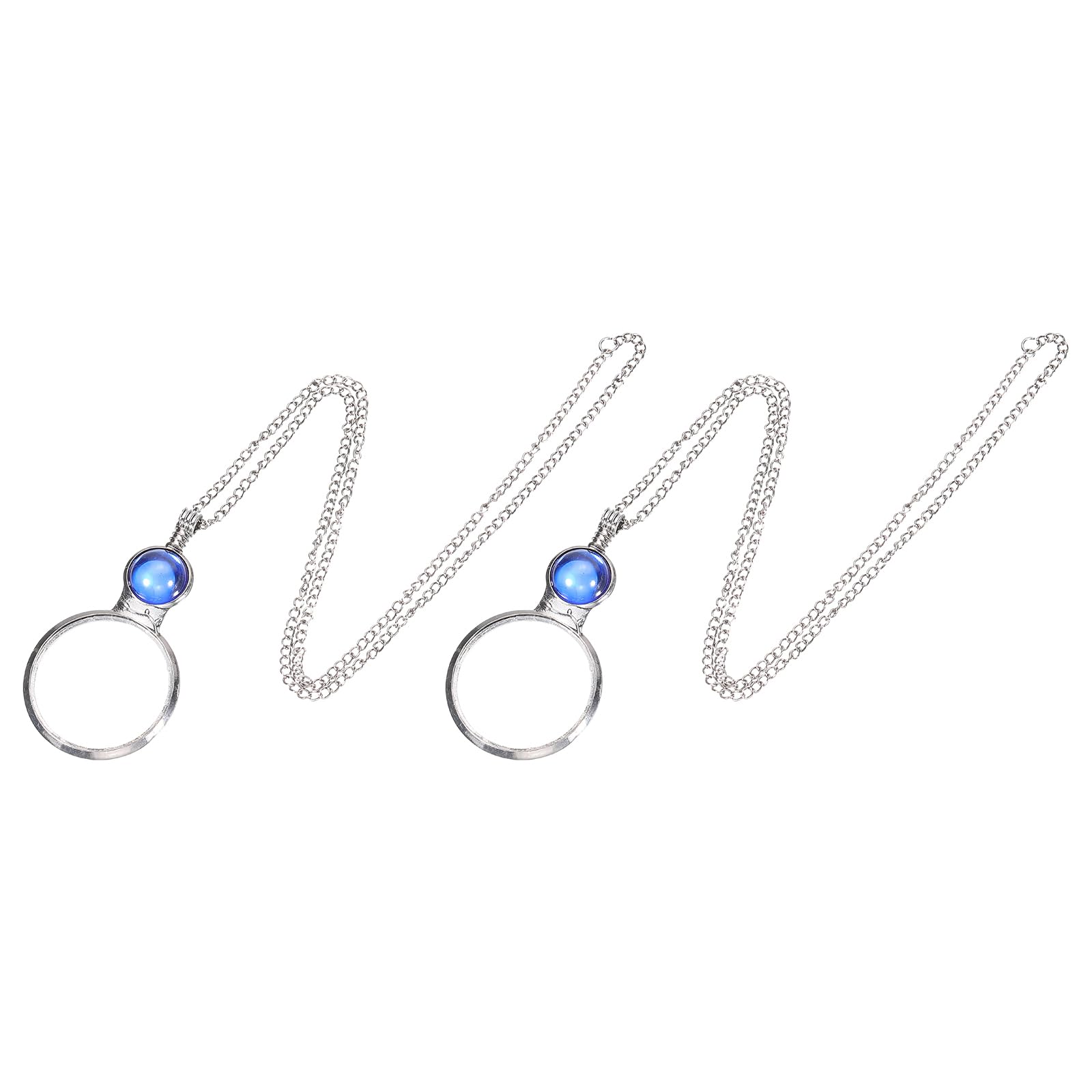 PATIKIL 3X Magnifying Glass Necklace, 2pcs Magnifying Glass Pendant 4.5cm Diameter Glass Lens 80cm Long Chain for Women Reading Gift Crafts Jewelry Needlework, Blue