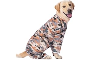 KUKASTER PET Dog Jumpsuit Prevent Shedding Hair Dog Onesie Surgery Recovery Suit Anti Licking Breathable Mesh Pet's Bodysuit, Pajamas for Big Dogs for Large After Surgery Summer(GTX02-green camouflage-#34)