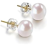 PAVOIPAVOI 14K Gold AAA+ Handpicked White Freshwater Cultured Pearl Earrings Studs