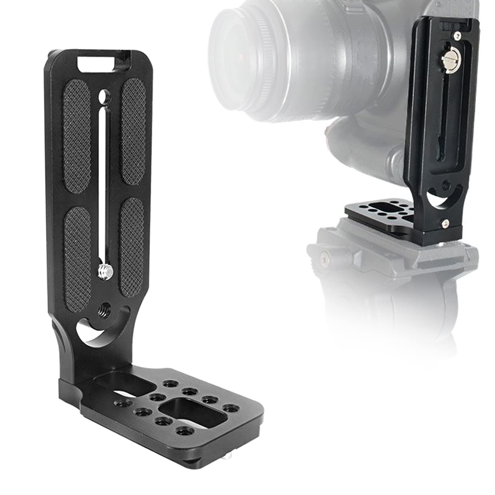Aupoko Quick Release L-Bracket Compatible with Arca Swiss, L Bracket Quick Release Plate L Plate, 1/4" Tripod Plate for Ball Head Tripod Stabiliser Compatible with Manfrotto Canon Nikon Sony
