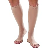Doc Miller Compression Socks with Zipper – Open Toe, Knee High 15-20 mmHg Support Stockings for Women and Men, Easy to Wear, Travel, Maternity, Daily Use – 1 Pair