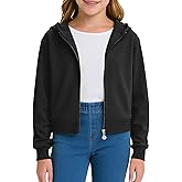CharmWM Girls Fashion Zip Up Hoodies Kids Cute Crop Sweatshirts Teen Trendy Preppy Jackets Clothes